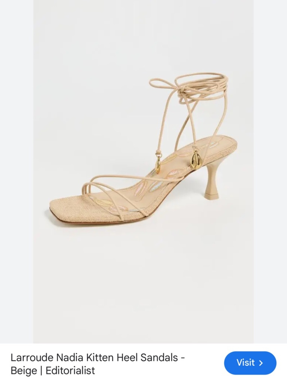 Larroudé Nadia Sandals Beige Mini Heel Sandal - Picture 2 of 9
